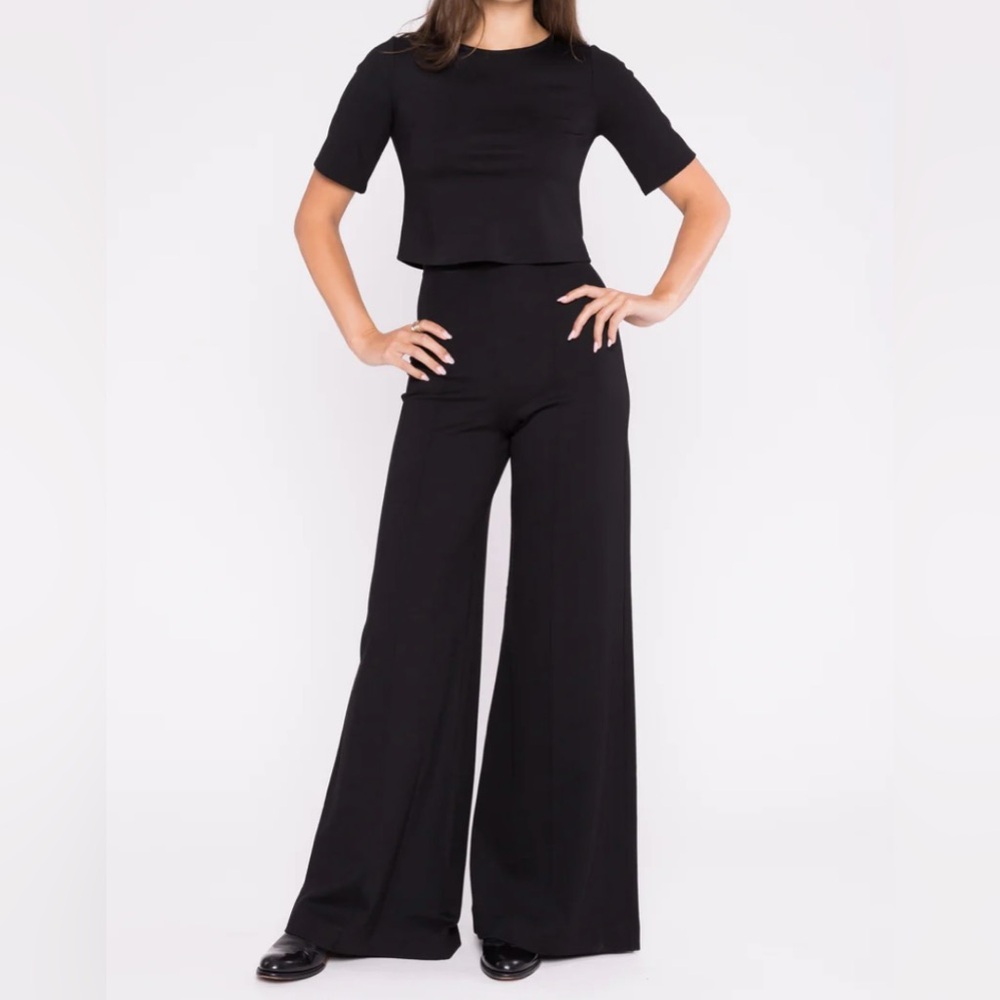 Ripley Rader Black Ponte Knit Wide Leg Pants & Short Sleeve Top  Size 2/ US 4-6